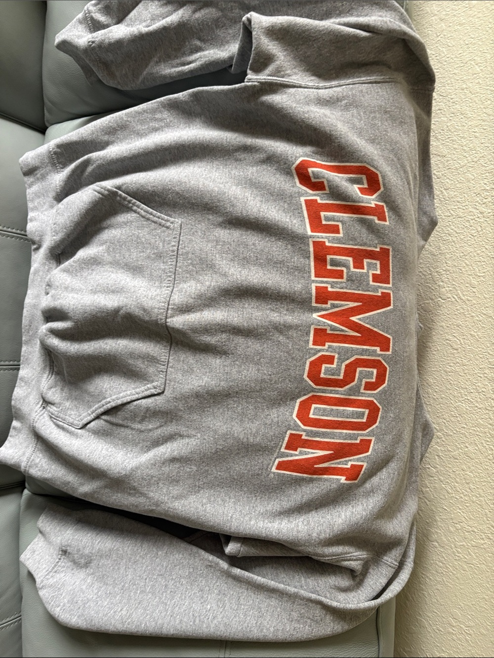 Gildan Gray Kids' Hoodie with Orange 'CLEMSON' Chest Print